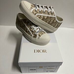 Dior Walk N Dior Sneaker Gold Beige Embroidered Low Top Christian Dior EU 35